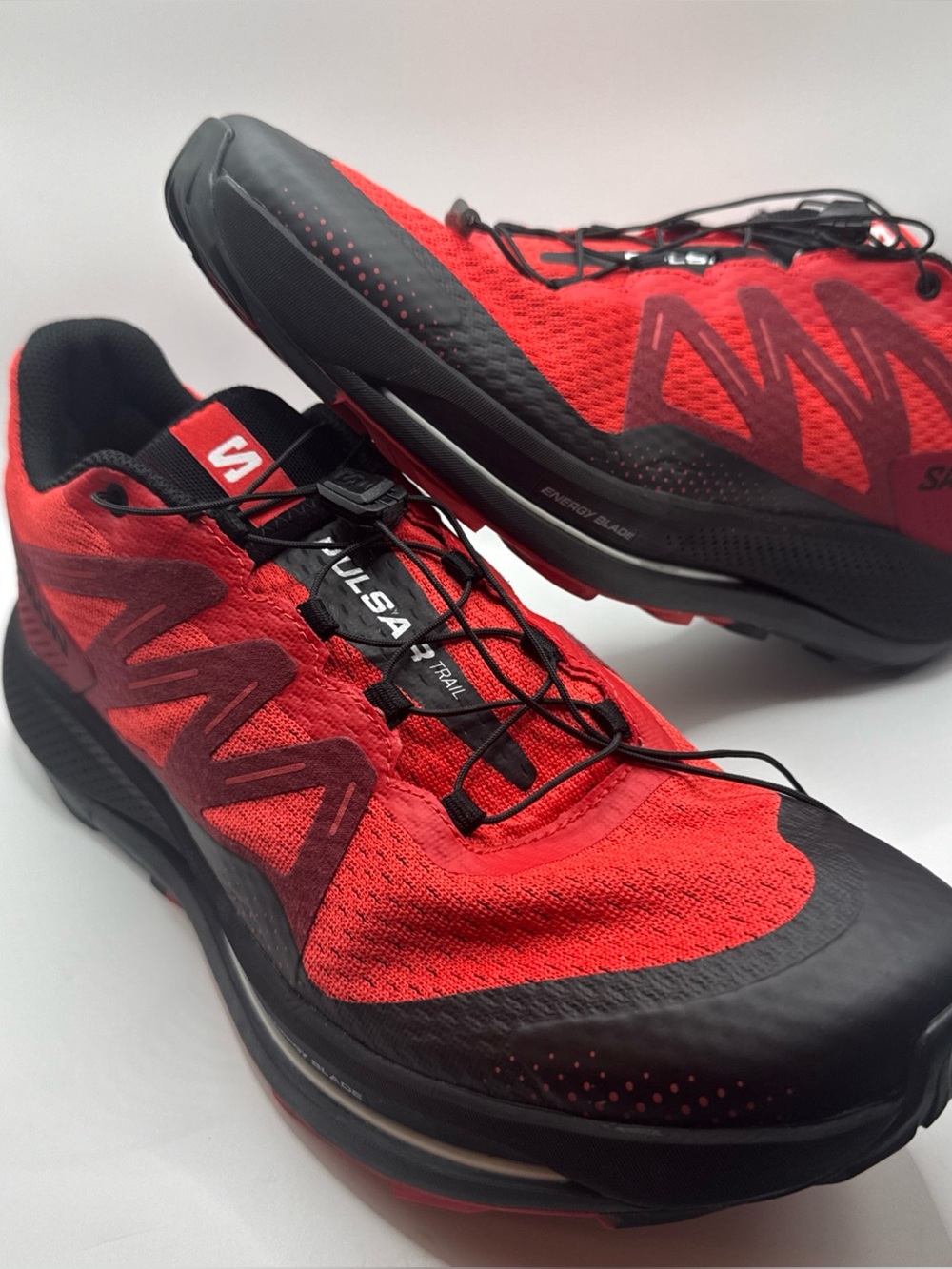Salomon Pulsar Trail Men Size 12 Poppy Red Black Trail Running Shoes 416029